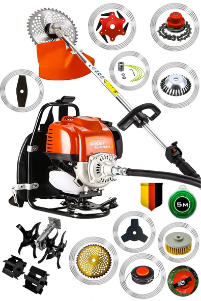 Lieber German 13 In 1  Full Set Benzinli Sırt Tipi Çim Biçme Tırpanı Tırpan Makinesi ürün görseli 1