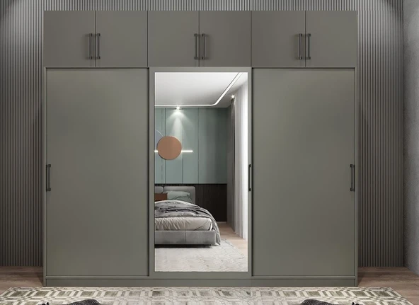 Zerka concept Runa Sürgü Kapaklı Gardırop Yüklüklü Füme 240cm ürün görseli 1
