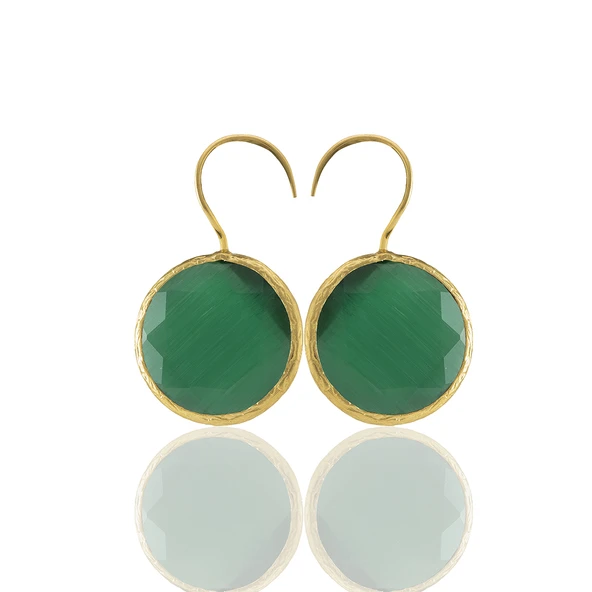 Kadir Jewellery 22 Ayar Altın Kaplama Kadın Taşlı Küpe -El İşçiliği Ve Hipoalerjenik Küpe ürün görseli 1