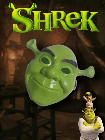Yeşil Shrek Maskesi 21x25 cm - Resim 3