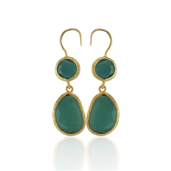 Kadir Jewellery 22 Ayar Altın Kaplama Kadın Taşlı Küpe -El İşçiliği Ve Hipoalerjenik Küpe ürün görseli 1