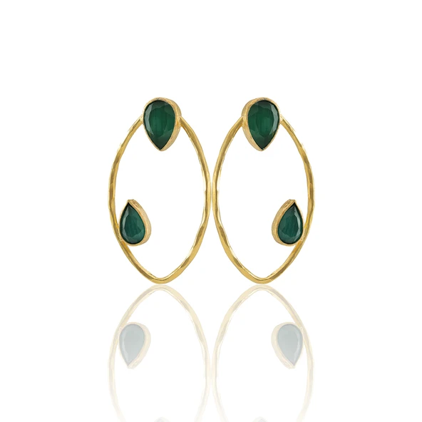 Kadir Jewellery 22 Ayar Altın Kaplama Geometrik Küpe -El İşçiliği Ve Hipoalerjenik Küpe ürün görseli 1