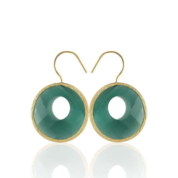 Kadir Jewellery 22 Ayar Altın Kaplama Kadın Taşlı Küpe -El İşçiliği Ve Hipoalerjenik Küpe ürün görseli 1