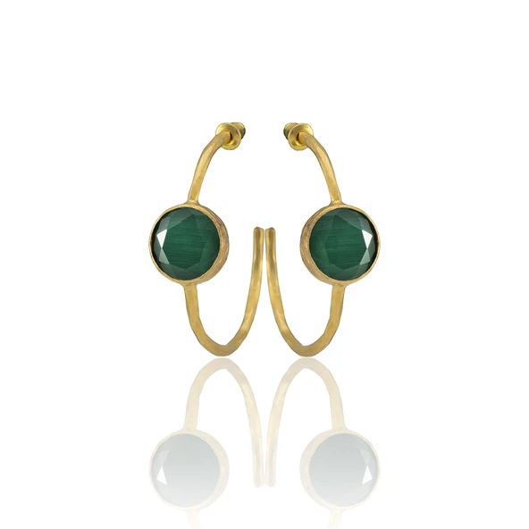 Kadir Jewellery 22 Ayar Altın Kaplama Kadın Taşlı Küpe -El İşçiliği Ve Hipoalerjenik Küpe ürün görseli 1