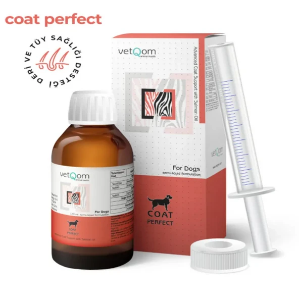 Vetqom Canine Coat Perfect Köpek Deri ve Tüy Sağlığı Likit Takviye (120 ml) ürün görseli 1