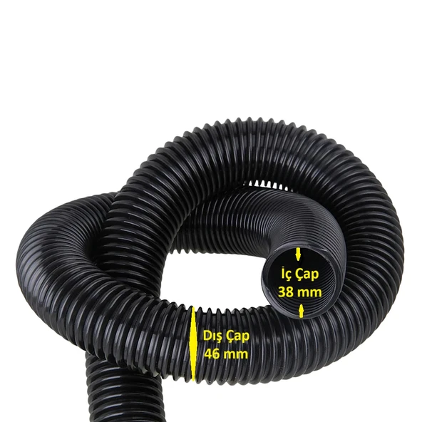 srfn ticaret (5 Metre) 38 mm Çaplı Süpürgeler Için Siyah Renk Hortum ürün görseli 1