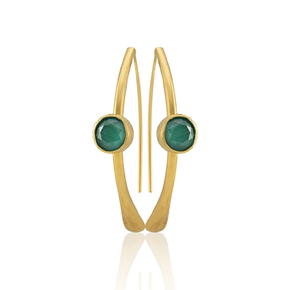 Kadir Jewellery 22 Ayar Altın Kaplama Kadın Taşlı Küpe -El İşçiliği Ve Hipoalerjenik Küpe ürün görseli 1