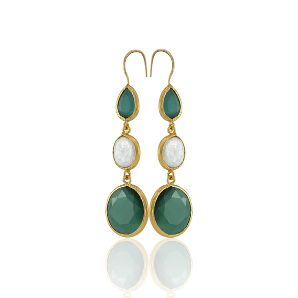 Kadir Jewellery 22 Ayar Altın Kaplama Kadın İnci Küpe -El İşçiliği Ve Hipoalerjenik Küpe ürün görseli 1