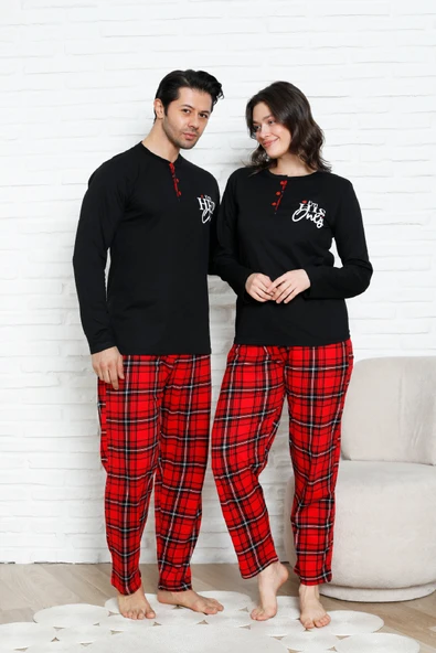 Kadın Pijama Takımı - Ekose Altlı- Eş Versiyonlu -12581 ürün görseli 1