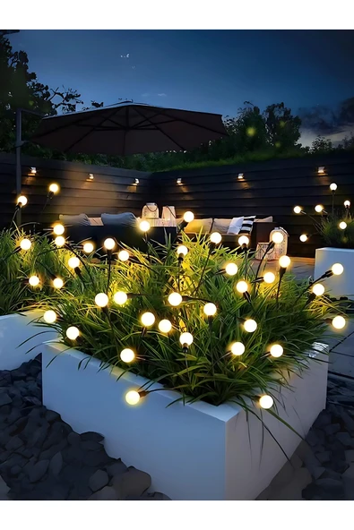 6 Led'li Sarı Güneş Enerjili Bahçe Aydınlatması Balkon Lamba Solar Işık Ateş Böceği Peyzaj Çiçeği ürün görseli 1