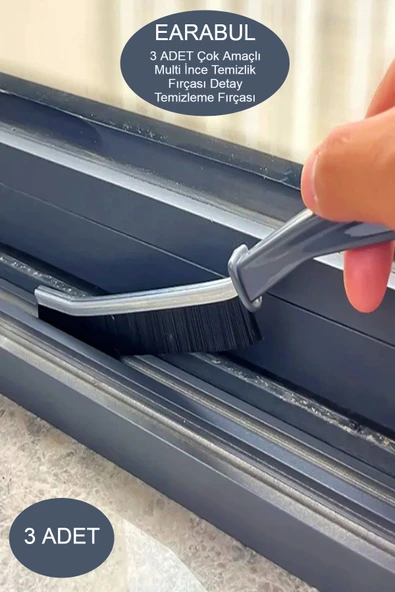 3 ADET Çok Amaçlı Multi İnce Temizlik Fırçası Derz Arası Banyo Mutfak Lavabo Temizleme Fırçası Siyah ürün görseli 1