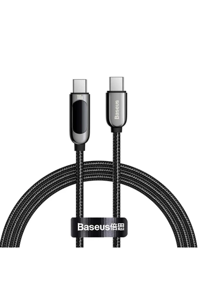 Baseus Led Display Hızlı Şarj Kablosu Type-C 100W - 1 Metre Siyah ürün görseli 1