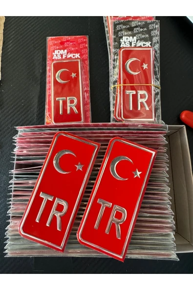 EFEAKS TR Plaka Arması Kırmızı 2’li Damla Etiket Sticker +AA KALİTE ürün görseli 1