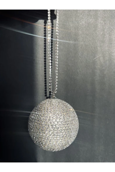 EFEAKS Gümüş Taşlı Disco Topu Dikiz Aynası Süsü 5 Cm Işıltılı Gösterişli Ayna Süsü ürün görseli 1