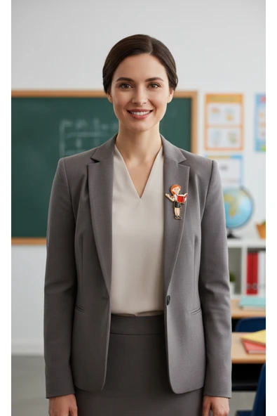 EFEAKS Kadın Öğretmen Figürlü Yaka İğnesi ürün görseli 1