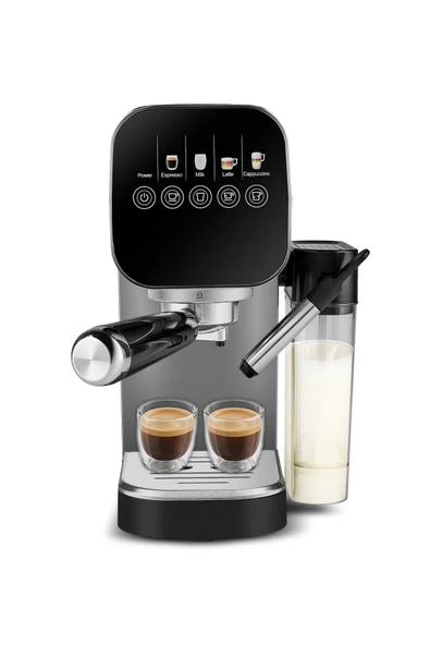 Karaca Mycaffee Barista S20 Entegre Süt Hazneli Otomatik Espresso ve Latte Makinesi Silver ürün görseli 1