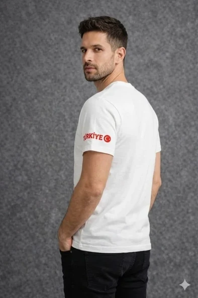 Erkek TÜRKİYE Ay Yıldız Baskılı 10 Numara Forma Tişört Taraftar T-Shirt - Beyaz ürün görseli 1