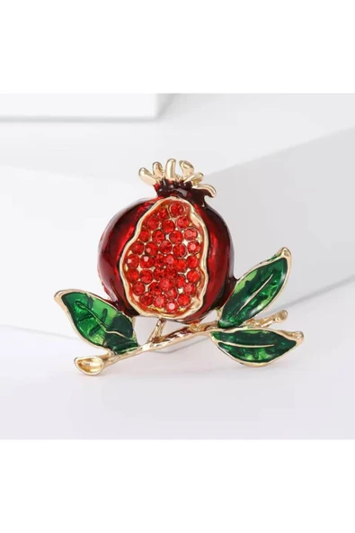 EFEAKS Dalda Nar Bereket Kadın Broş Ebat: 3,7*4,2 Cm ürün görseli 1