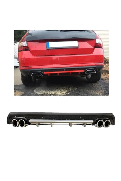 OTO H.İ.T. SKODA SCALA UYUMLU BODY KİT DİFÜZÖR 4 ÇIKIŞ YUVARLAK GRİ MODEL 3 ürün görseli 1