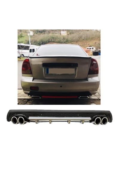 OTO H.İ.T. HYUNDAİ ACCENT ADMİRE UYUMLU BODY KİT DİFÜZÖR 4 ÇIKIŞ YUVARLAK GRİ MODEL 3 ürün görseli 1