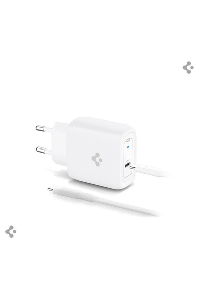 Spigen 45W GaN USB-C Adaptör + USB-C Örgü Şarj Kablo - Super Hızlı Şarj Type-C PE2015 White - ACH02589 ürün görseli 1