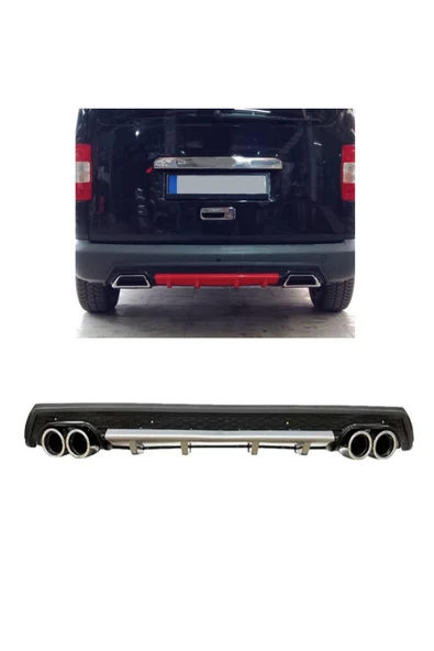 OTO H.İ.T. VOLKSWAGEN CADDY MK2 UYUMLU BODY KİT DİFÜZÖR 4 ÇIKIŞ YUVARLAK GRİ MODEL 3 ürün görseli 1