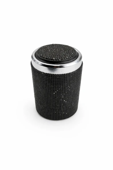 EFEAKS Premium Siyah Kristal Taşlı Araç Küllüğü Metal İç Hazneli Mavi LED Kilitli Bas-Aç ürün görseli 1