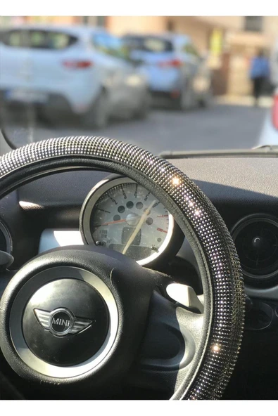 EFEAKS Full Taşlı Gümüş Ve Füme Renk 38-40 Cm Direksiyon Kılıfı ürün görseli 1