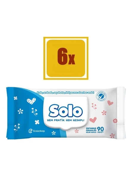 Solo Islak Mendil Okyanus Ferahlığı Kapaklı 6 Lı Set 540 Yaprak ürün görseli 1
