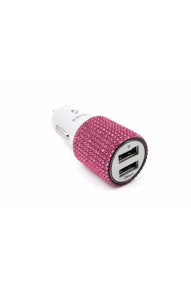 EFEAKS Pembe Taşlı Işıltılı Araç Çakmaklık Şarjı ürün görseli 1