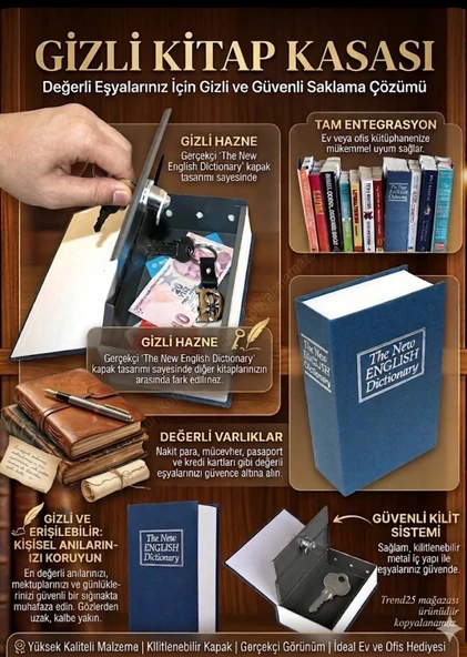 Premıum Boy Kitap Görünümlü Gizli Kasa ürün görseli 1