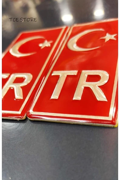 EFEAKS Plaka Tr Kırmızı Kabartmalı 2 Adet Kendinden Yapışkanlı Türk ürün görseli 1