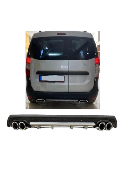 OTO H.İ.T. DACİA DOKKER UYUMLU BODY KİT DİFÜZÖR 4 ÇIKIŞ YUVARLAK GRİ MODEL 3 ürün görseli 1