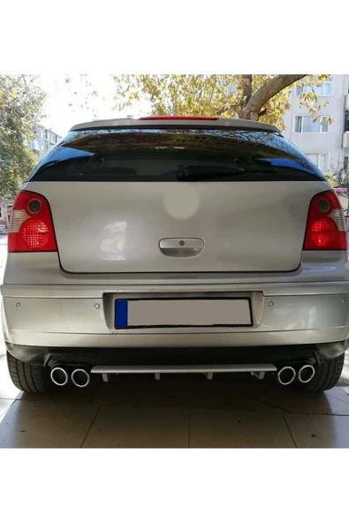 OTO H.İ.T. VOLKSWAGEN POLO 04-09 UYUMLU BODY KİT DİFÜZÖR 4 ÇIKIŞ YUVARLAK GRİ MODEL 3 ürün görseli 1