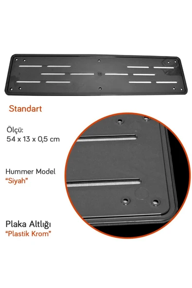EFEAKS Hummer Plaka Altlığı Krom Siyah İnce (2 li) ürün görseli 1