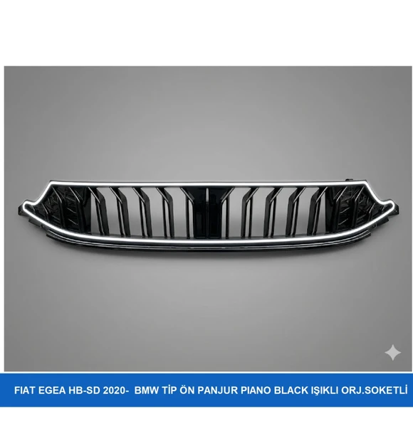 Fiat Egea Ön Panjur 2020+ BMW M Dizayn LED’li Piano Black (Orj. Soketli) & LED Front Grille ürün görseli 1