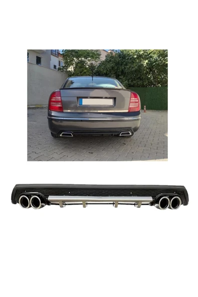 OTO H.İ.T. SKODA SUPERB UYUMLU BODY KİT DİFÜZÖR 4 ÇIKIŞ YUVARLAK GRİ MODEL 3 ürün görseli 1
