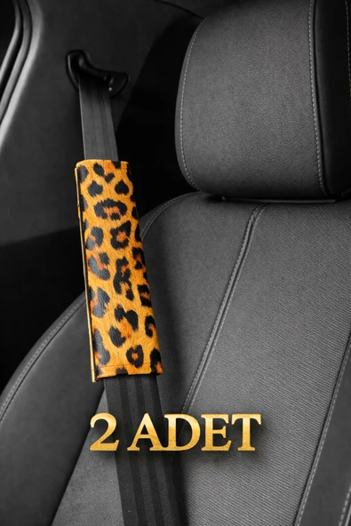 EFEAKS Sarı Leopar Desenli Emniyet Kemeri Kılıfı 2 Adet – Araç Kemeri Konfor Ped ürün görseli 1