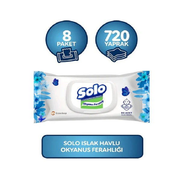 Solo Islak Mendil Okyanus Ferahlığı Kapaklı 8 Li Set 720 Yaprak ürün görseli 1