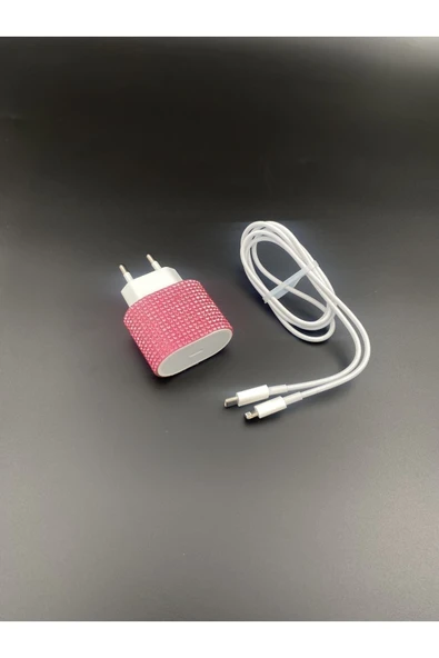 EFEAKS Pembe Taşlı Iphone Type-C 20W Hızlı Şarj + Kablo Hediyeli ürün görseli 1