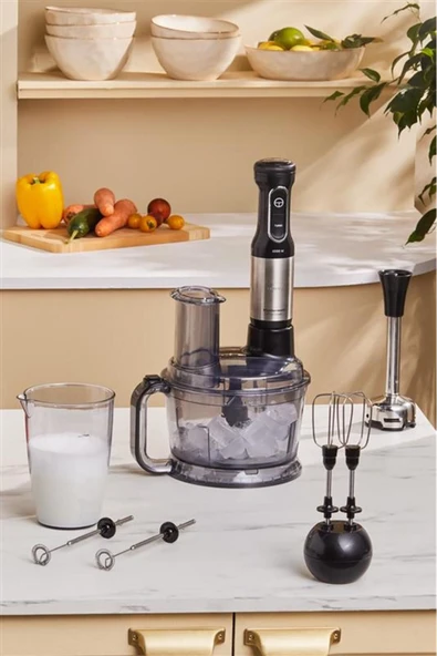 Karaca Prosteel 7 in 1 1000W Süt Köpürtücülü Mutfak Robotu Black ürün görseli 1