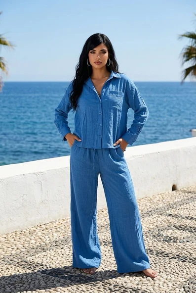 Kadın Trend Gömlek Pantalon Takım - Resim 6