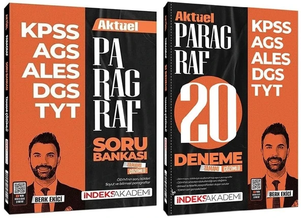 İndeks Akademi 2026 KPSS MEB-AGS ALES DGS TYT Aktüel Paragraf Soru Bankası + 20 Deneme 2 li Set - Berk Ekici İndeks Akademi Yayıncılık ürün görseli 1