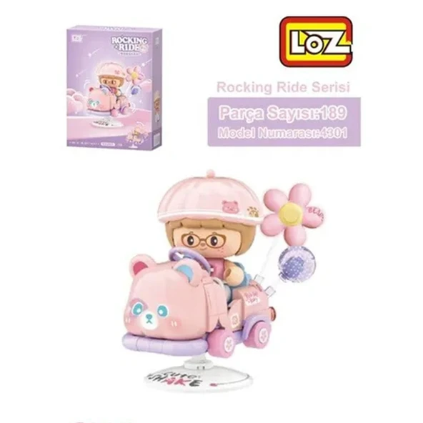 LZ-4301 LOZ PEMBE AYI SALLANMA SÜRÜŞÜ 189 PARÇA BLOCK OYUNCAK ürün görseli 1
