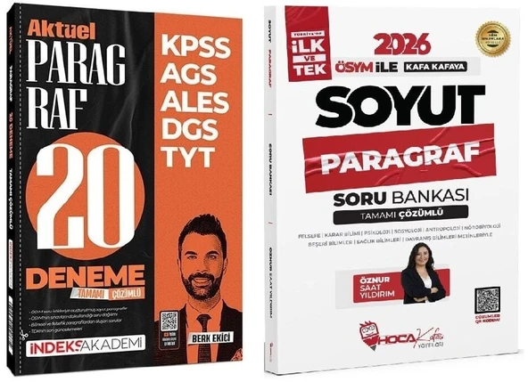 Hoca Kafası + İndeks 2026 KPSS TYT ALES DGS Soyut Paragraf Soru Bankası + 20 Deneme 2 li Set - Öznur Saat Yıldırım, Berk Ekici Hoca Kafası + İndeks Akademi Yayınları ürün görseli 1