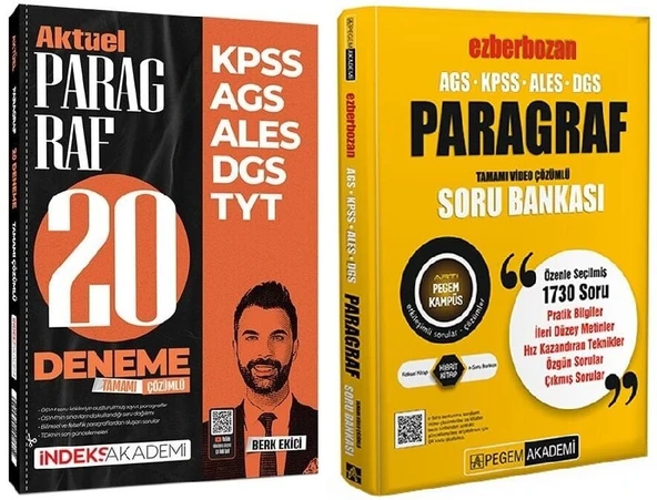 Pegem + İndeks 2026 KPSS MEB-AGS ALES DGS Paragraf Ezberbozan Soru Bankası + 20 Deneme 2 li Set - Berk Ekici Pegem + İndeks Akademi Yayınları ürün görseli 1