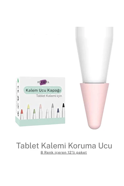 Fuchsia Stylus Kalem Koruma Uçu 12’li Renkli Set  Hassas, Dayanıklı Tablet Kalem Koruma Ucu ürün görseli 1