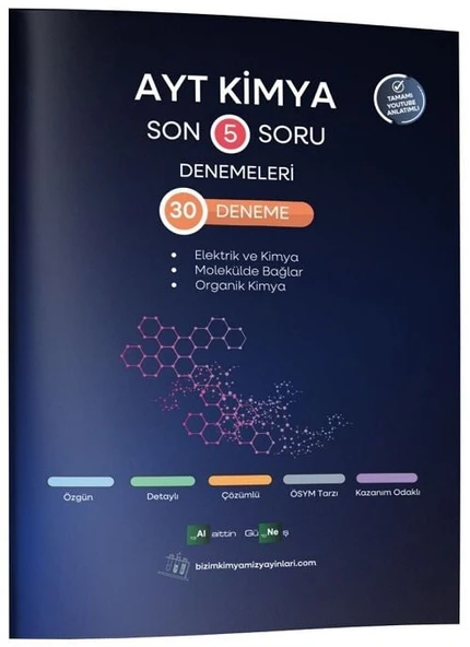 KR Akademi YKS AYT Kimya Son 5 Soru 30 Deneme Çözümlü - Alaittin Güneş KR Akademi ürün görseli 1