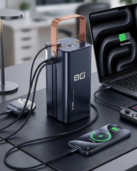 80000 mAh Taşınabilir Powerbank Süper Hızlı Şarj Çoklu Çıkış ve LED Göstergeli ürün görseli 1