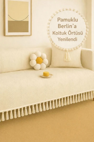 Sheri Home Berlina Koltuk Örtüsü Kaymaz Kumaş Özelliği180 X 200 Cm EKRUYENİLENDİ88821992026 ürün görseli 1